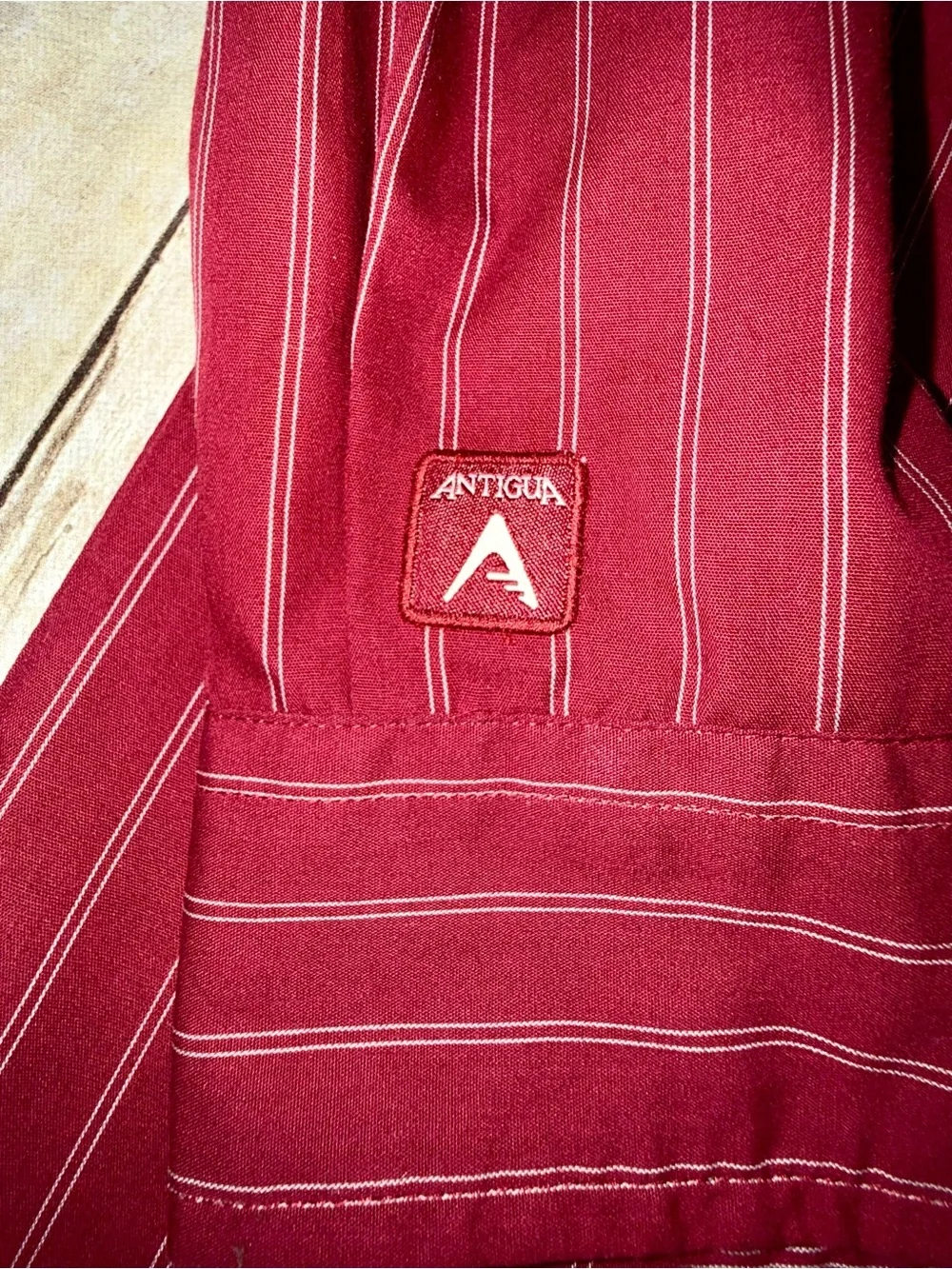 Antigua Men's Garnet Striped Button-Down Shirt